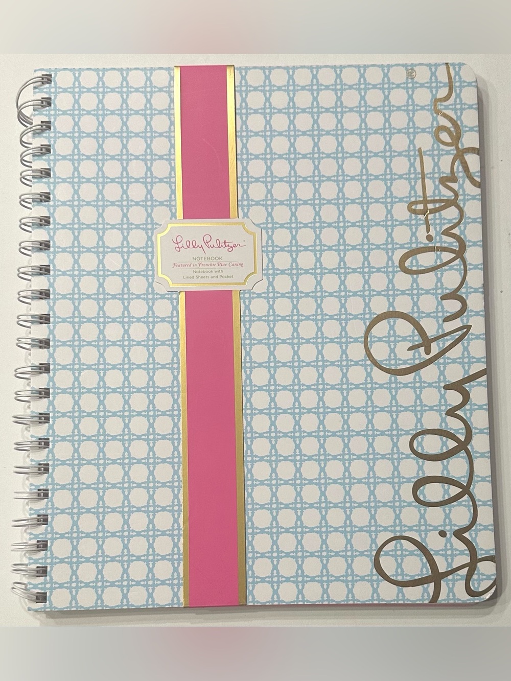 NEW, Lilly Pulitzer Large Hardcover Spiral Blue & Pink Notebook, 9.5" x  11"